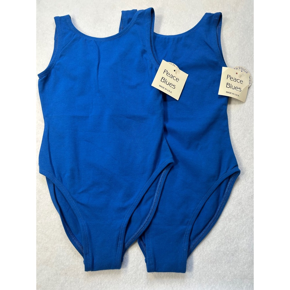 Peace Blues Set of 2 Girls Royal Blue Dance Gymnastics Leotards Size 6/7